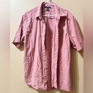 TOMMY HILFIGER THFLEX RED 2XL SHORT SLEEVE REGULAR FIT BUTTON FRONT SHIRT MENS